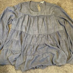 JODIFL Light Blue Tiered Blouse